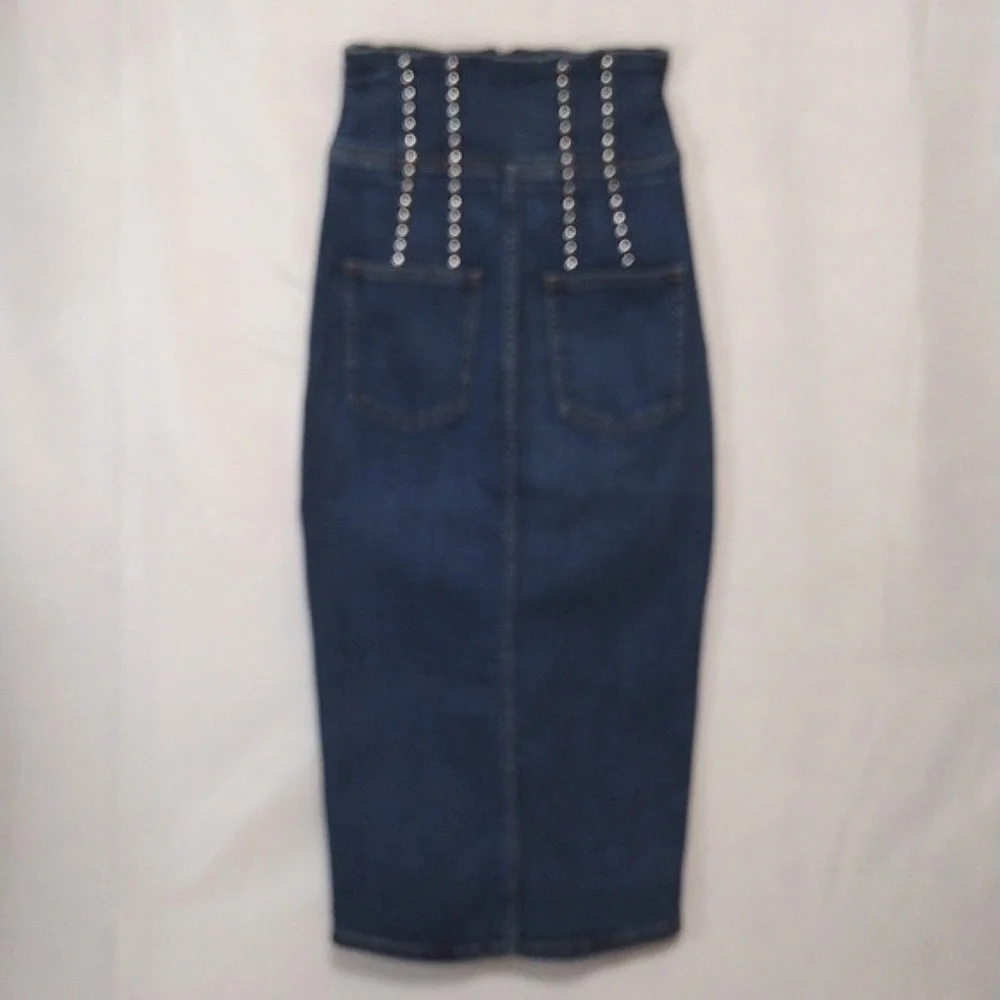Current/Elliott High Waist Hip-Fitted Pencil Denim Skirt Waist 23 Full Zip Sexy